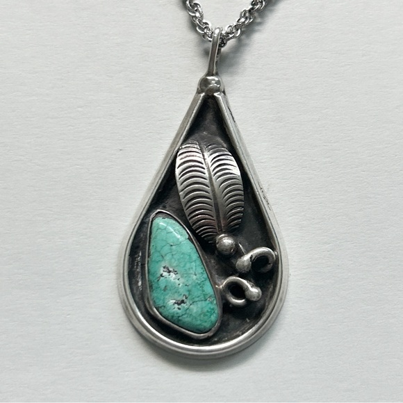 Vintage Jewelry - Vintage Southwestern Turquoise Sterling Silver Adjustable Necklace